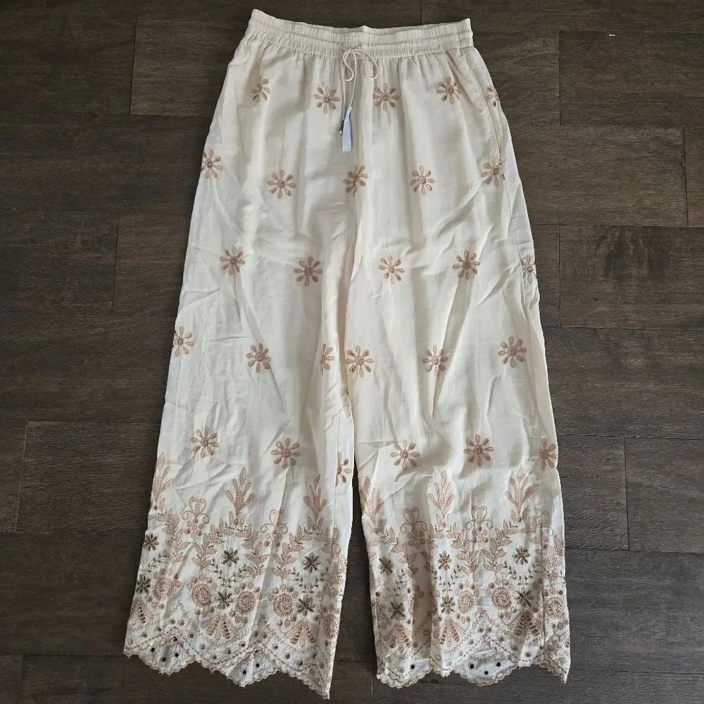 Zara ZW Embroidered Wide Leg Pants size M - Picture 4 of 11